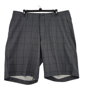 PGA Tour Men's Golf Shorts Size38 Black Gray Pinstripe Check 10 Inch Inseam